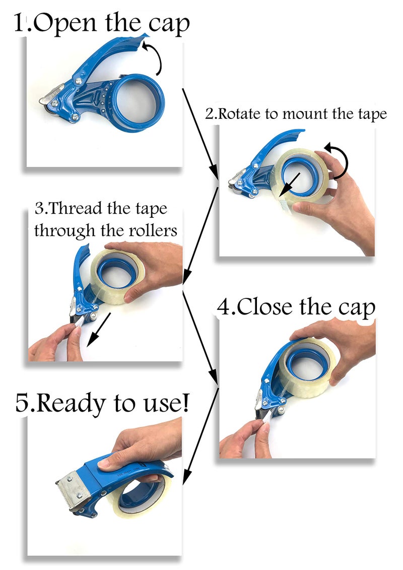 PROSUN Metal Handheld 2 Inch Tape Gun Dispenser Packing Packaging Sealing Cutter Yellow - Image 2